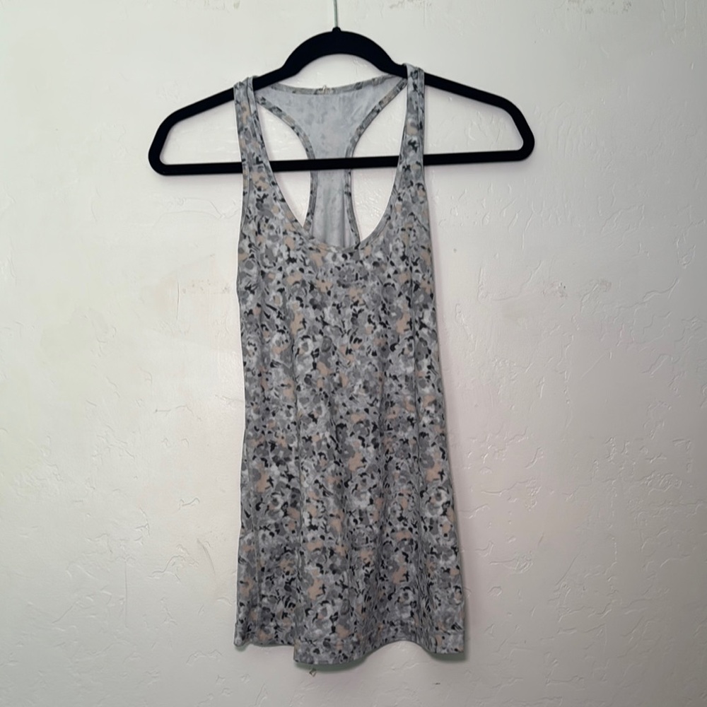Lululemon Athletica Gray Floral Tank Top